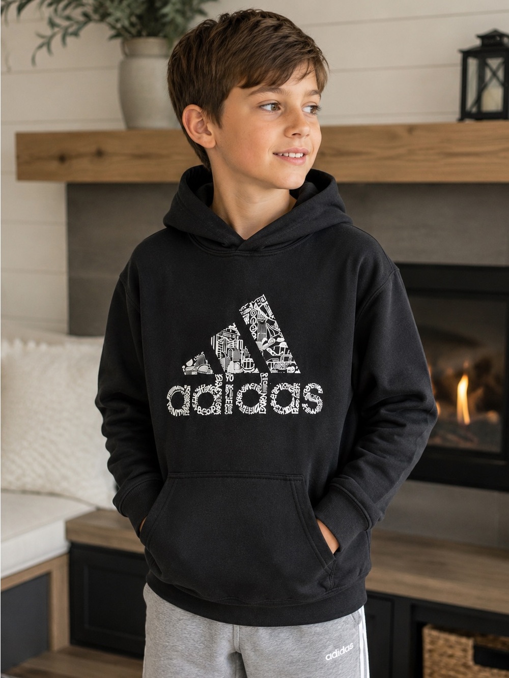 Adidas Toronto Graphic Hoodie Black Pullover Size Youth Medium Good Condition